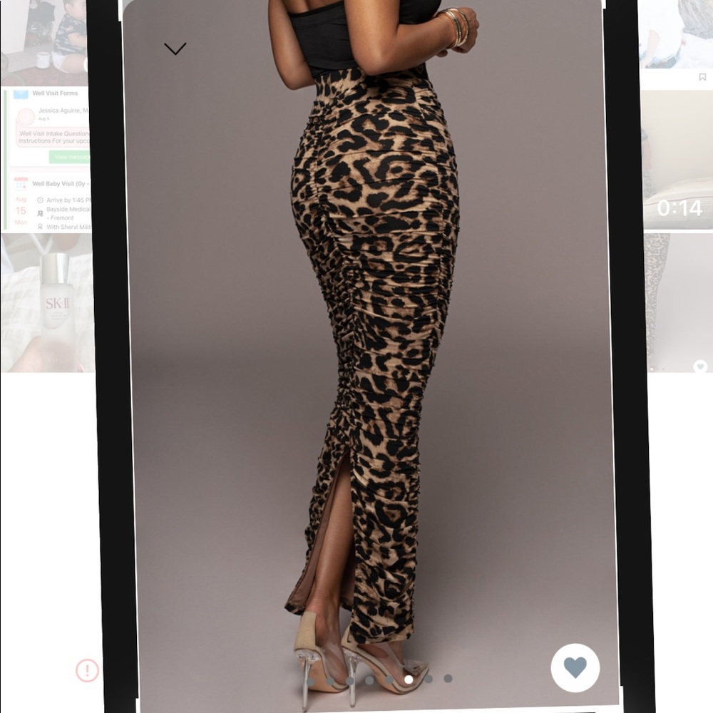 JLUXLABEL Leopard halow Ruched Skirt